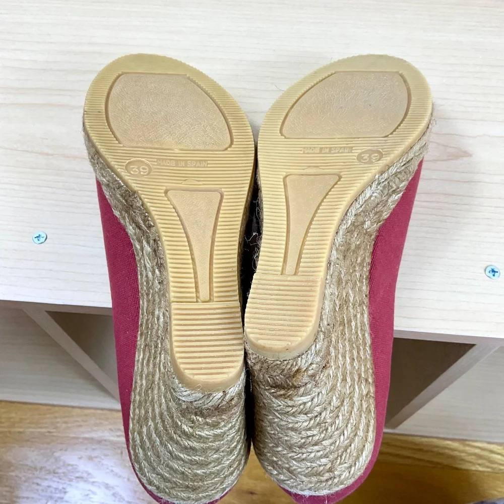 Viscata Barcelona Espadrille Wedge Heels Red (39) - Picture 7 of 10